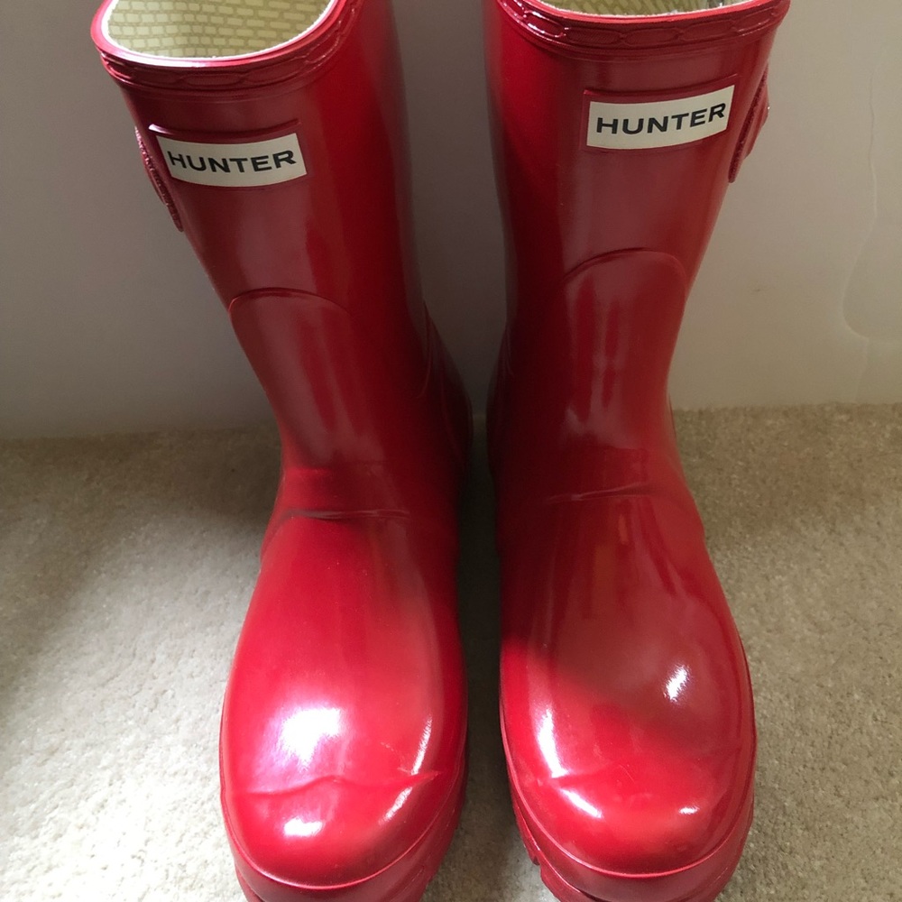 Short Red Hunter Rain Boots Size 7